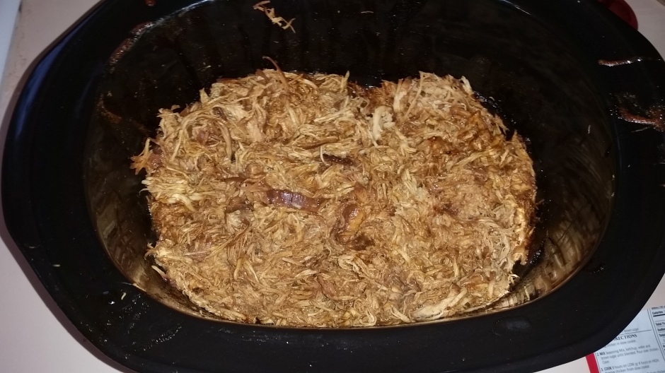pulled chicken cooking